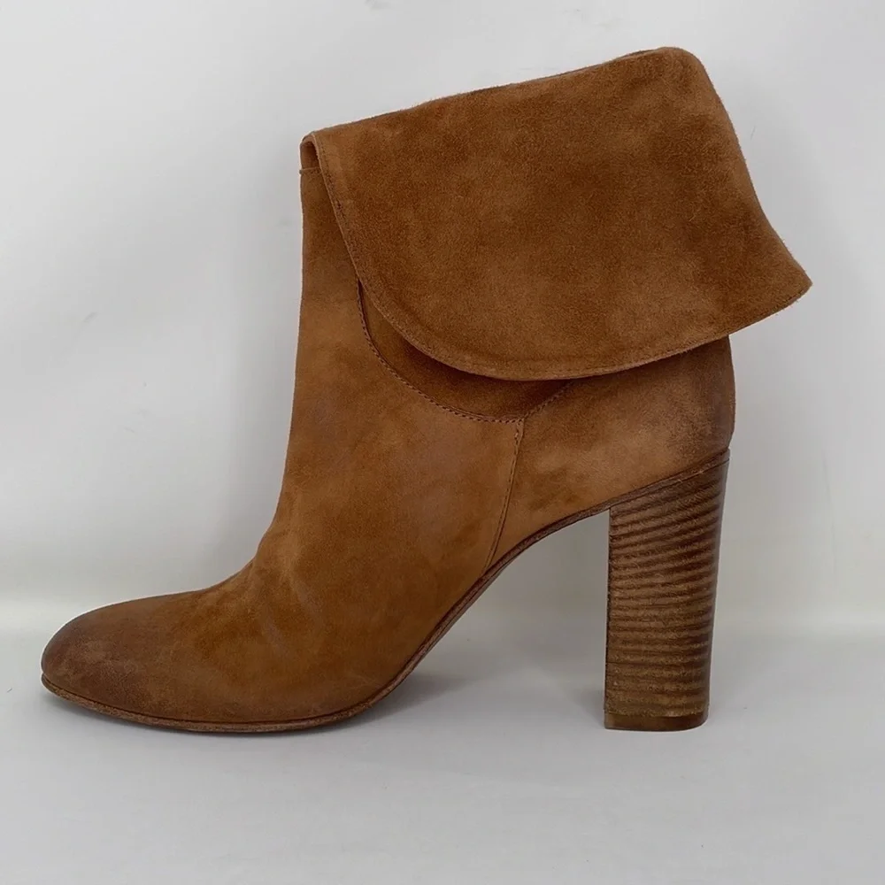 Free People Fold Down Brown Suede Leather Heeled Size 41
